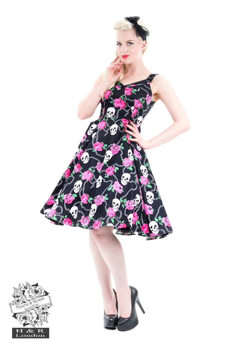 pink skull maxi dress