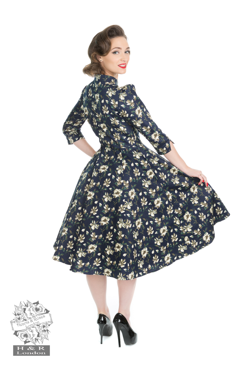 Mixed Floral 3/4Sleeve Mesh Dress