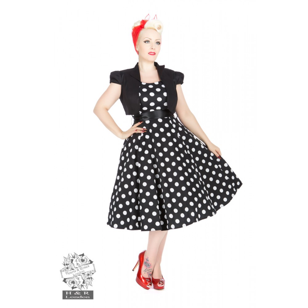 black and white polka dot swing dress