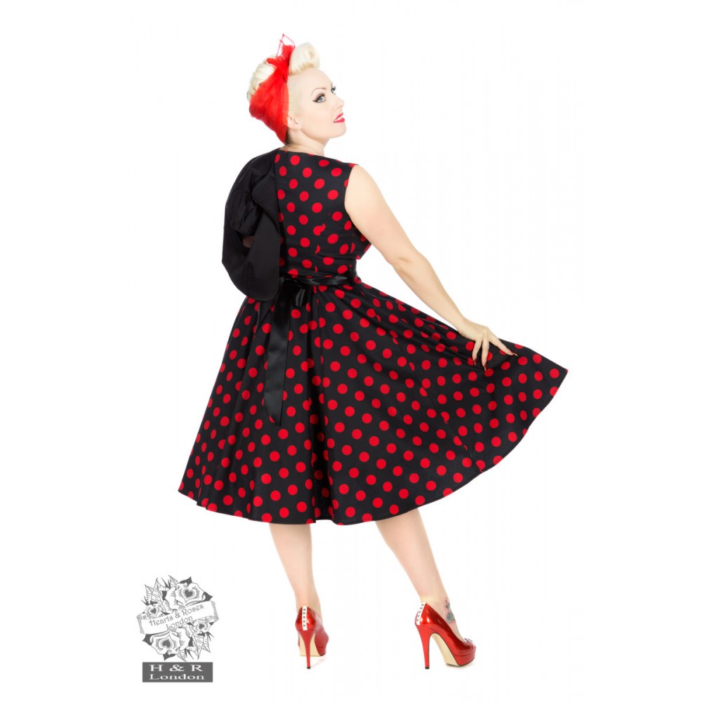 Vivian Black Red Large Polka Dot Swing Dress & Bolero